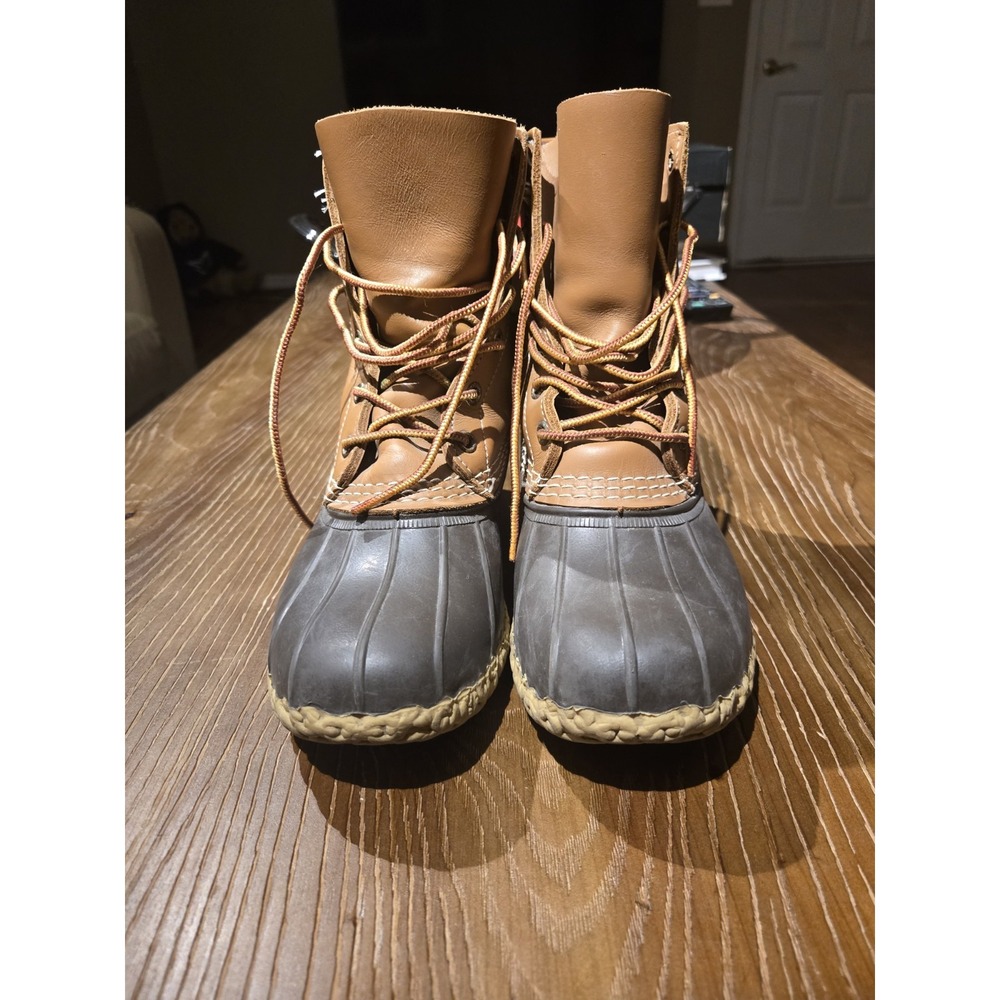 L.L.Bean Duck Boots Womens 7 Medium Brown Leather Unlined Made in USA